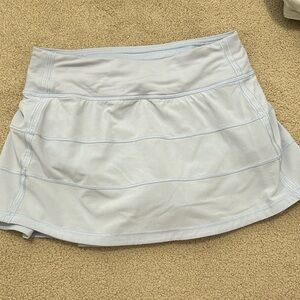 Pale blue lululemon skirt. Pace Rival Mid-Rise Skirt.
